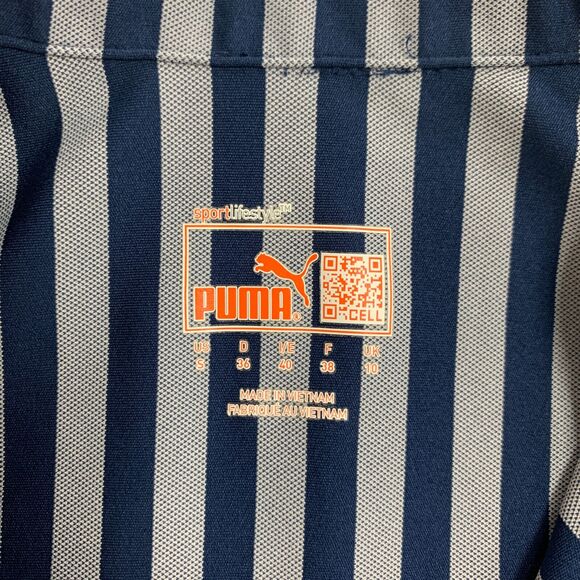 Puma Golf Polo Top Womens Small Navy Striped Sleeveless Color Chest Logo Tank - Picture 7 of 11